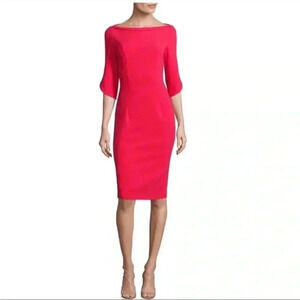 Black Halo Petal Sleeve Dress in Chic Red,‎ Size 8